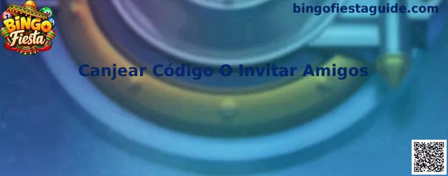 Menú de Canjear Código O Invitar Amigos en Bingo Fiesta