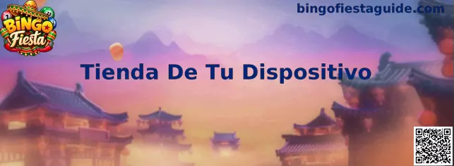 Guía visual para localizar la tienda de tu dispositivo y revisar una descarga de Bingo Fiesta